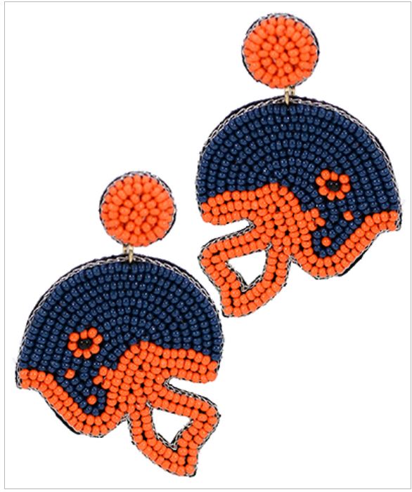 Seed Bead Football Helmet Earring