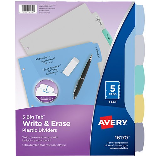 Avery Write-On Dividers - Different Options Available