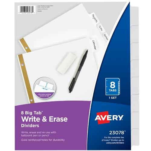 Avery Write-On Dividers - Different Options Available