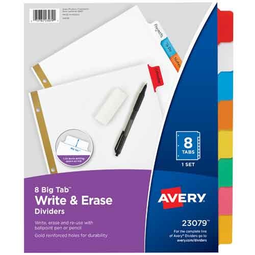 Avery Write-On Dividers - Different Options Available