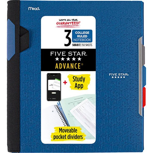 Mead Five Star 3 Subject Advance Spiral Notebook - College Ruled