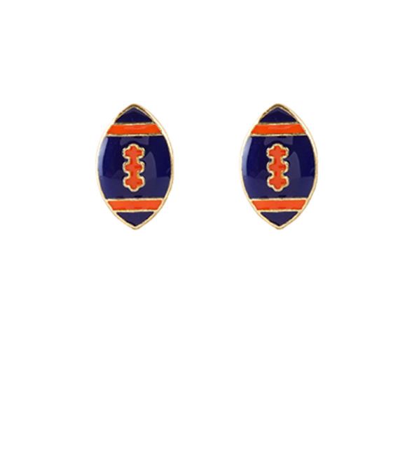 Navy Football Stud Earring