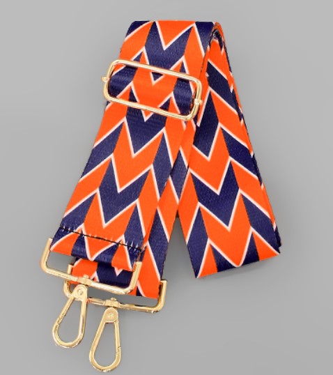 Orange and Navy Chevron Bag Strap