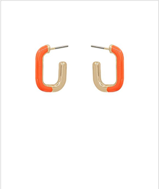 Small Oval Orange Hoop Earring