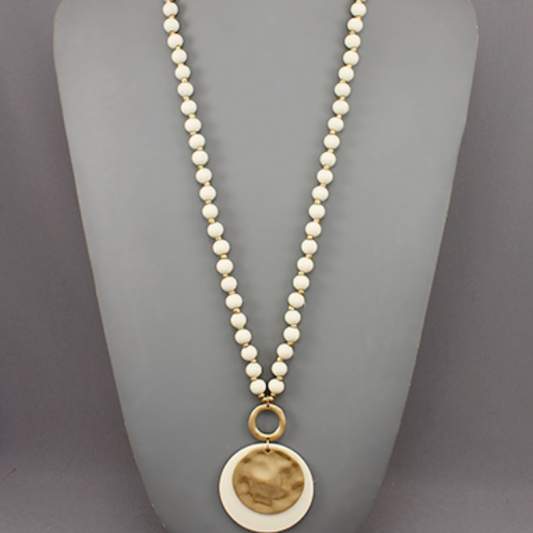 Layered Disc Bead Necklace - 2 colors